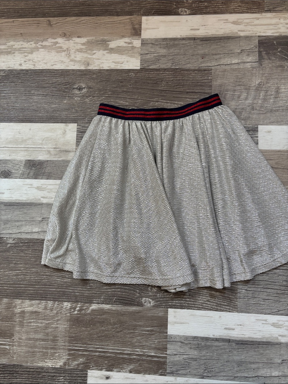 Boden Casual Metallic Flared Skirt with Striped Waistband youth size 15/16